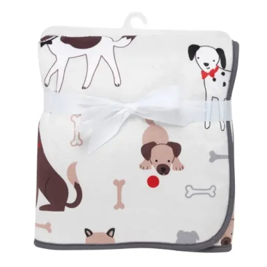 Lambs & Ivy Bow Wow Baby Blanket - Gray, Animals, Puppy image {4}