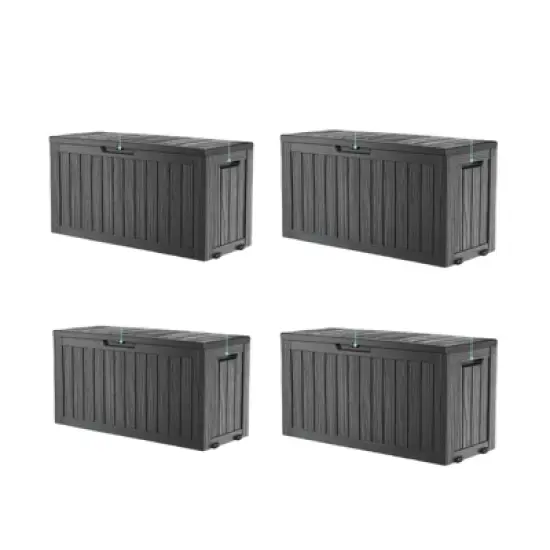 DSVIMOY Deck Boxes, 4-Piece 75 Gal Outdoor Storage Deck Box, Small Patio Storage Bin for Garden Tools, Black, 46.06"*21.06"*21.65" image {5}