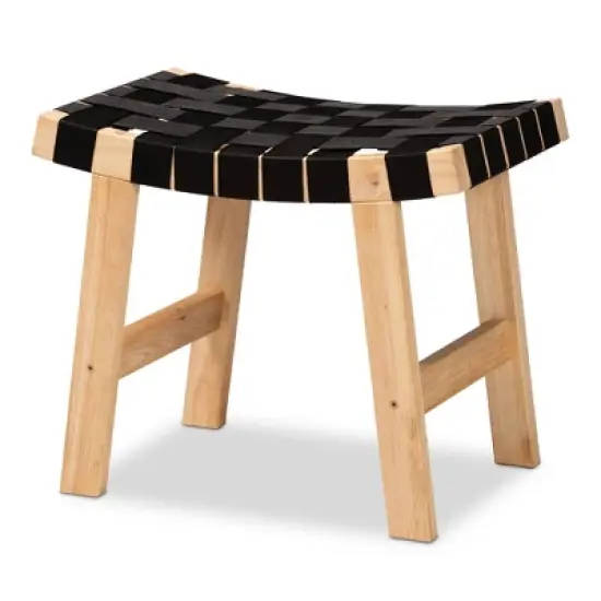 Nahla Rustic Wood Accent Bench Black/Oak Brown - Baxton Studio image {3}