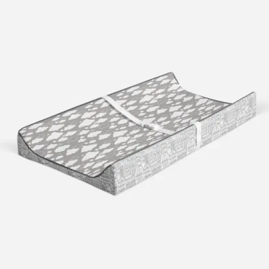 Bacati - Clouds in the City Gray Clouds Quilted Changing Pad Cover image {1}