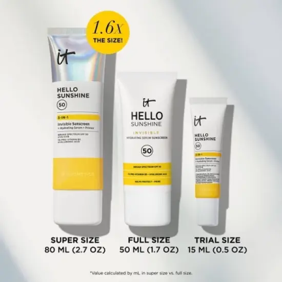 IT Cosmetics Hello Sunshine Invisible Face Sunscreen - SPF 50 - Ulta Beauty image {3}