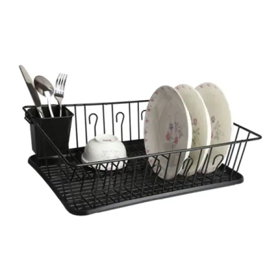 MegaChef 17.5 Inch Single Level Dish Rack with 14 Plate Positioners and a Detachable Utensil Holder image {7}