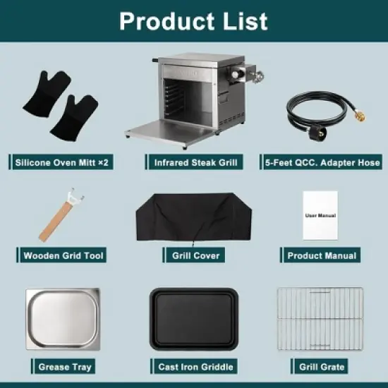 GASPRO Multi-Tasking Propane Infrared Steak Grill, XL Steakhouse & Cast-Iron Griddle 2-in-1 Outdoor Cooking Master | 125 in&sup2; Extra Large Cooking Area image {3}