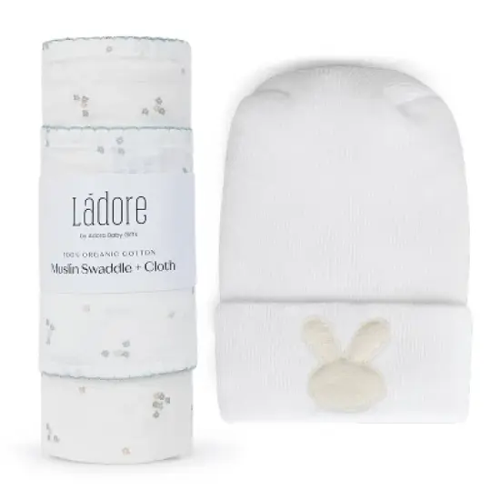 La&rsquo;dore Organic Baby Swaddle, Burp Cloth & Hospital Hat Set &ndash; Soft Muslin Wrap and Newborn Hat &ndash; Breathable, Gentle Cotton Baby Essentials image {12}