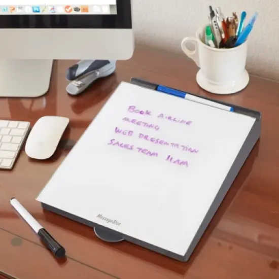 ECR4Kids MessageStor Dry Erase Memo Station, Desktop Whiteboard with Storage and Built-In Organizer image {4}