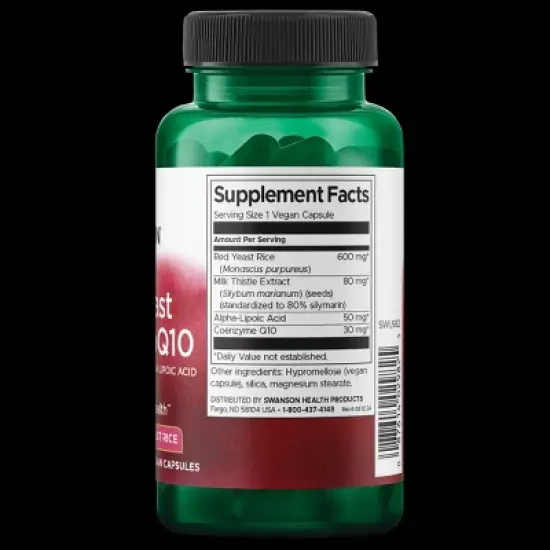 Swanson Red Yeast Rice and Coq10 - Traditional Formula 60 Veggie Capsules image {1}