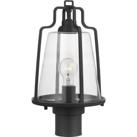 Progress Lighting Benton Harbor 1-Light Outdoor Wall Lantern in Black with Clear Glass Shade image {5}
