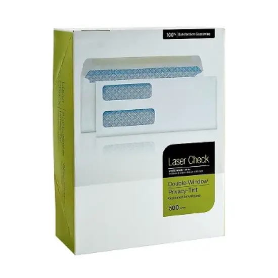 MyOfficeInnovations Gummed Laser Double-Window Security-Tint Envelopes 500/BX 394062 image {2}