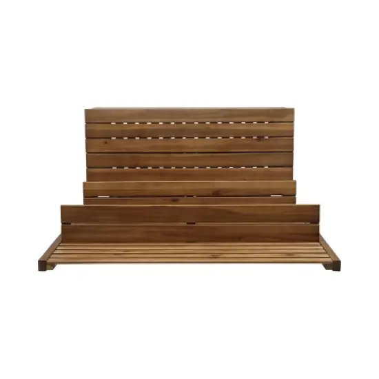 Christopher Knight Home Andrusia Outdoor Rustic Acacia Wood Storage Bench with Rack, Teak image {4}