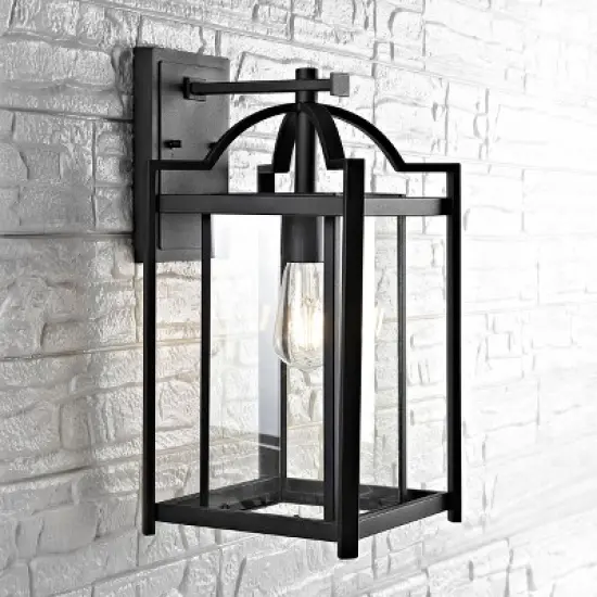 Portar Outdoor Wall Lantern - PLT4008 - Clear/Black - Safavieh image {3}