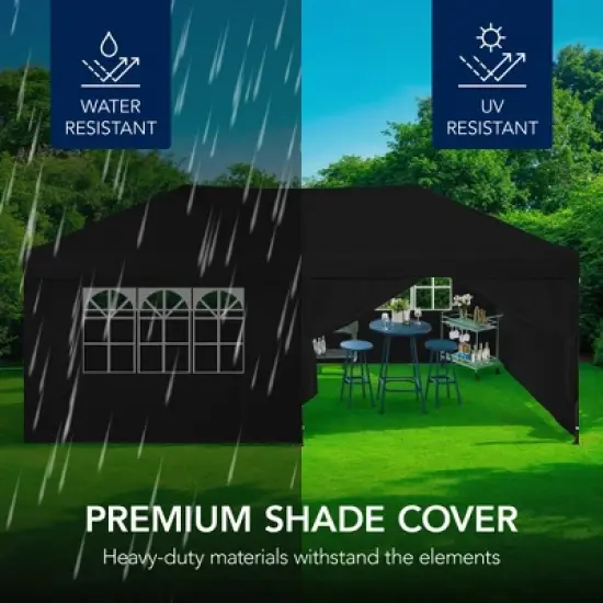 Best Choice Products 10x20ft Party Tent Pop Up Canopy Easy Setup w/ 1-Button Setup, Wheeled Case, 4 Weight Bags image {4}