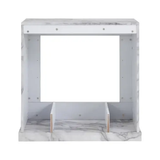 Dridun Faux Marble Fireplace White/Gray - Aiden Lane image {6}