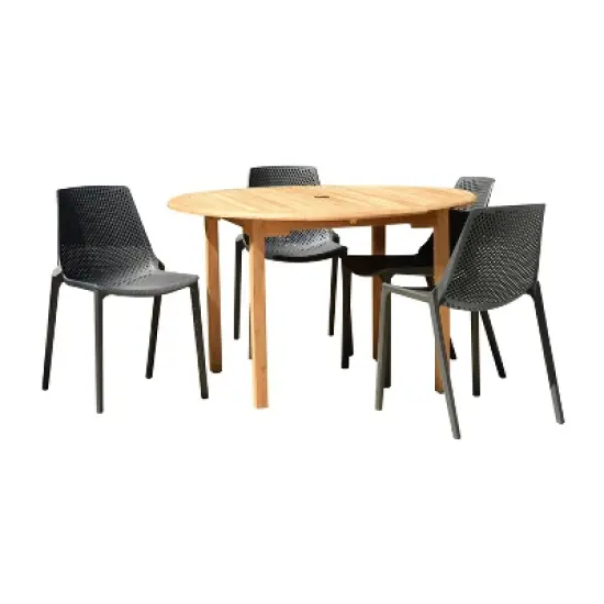 Amazonia 5pc Eucalyptus Round Neville Outdoor Patio Dining Set image {11}