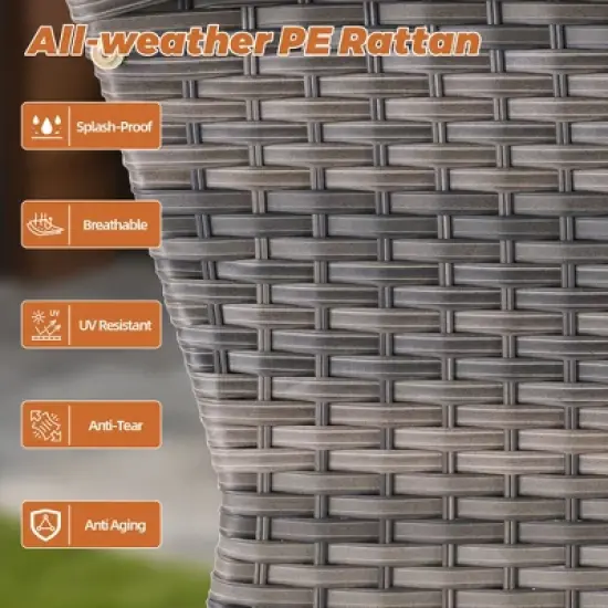 XIZZI Outdoor Patio Swivel Chair Conversation Set, 3/5/7/8 Piece Sofa Sets w/ Side Table, 360&deg; Swivel Seats & Optional Coffee Table/Loveseat image {5}