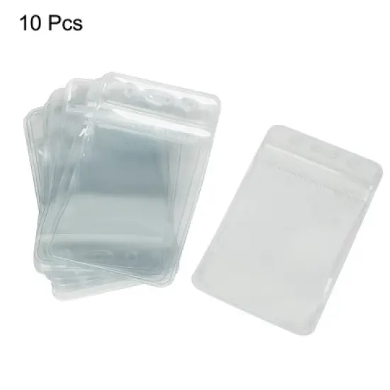 Unique Bargains 10 Pcs Clear PVC Waterproof Vertical ID Card Badge Holders image {1}