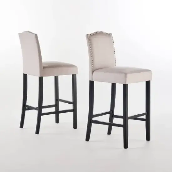 Set of 2 Darren Contemporary Upholstered Barstools with Nailhead Trim - Christopher Knight Home image {6}