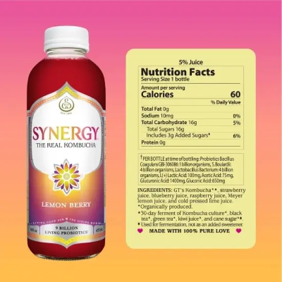 Synergy The Real Kombucha, Lemonberry &ndash; 16 fl oz image {5}