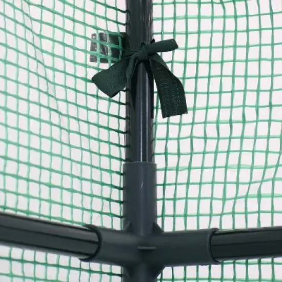 Sunnydaze Outdoor Portable Growing Rack Petite Deluxe Mini Walk-In Greenhouse with Roll-Up Door - 1 Shelf - Green image {7}