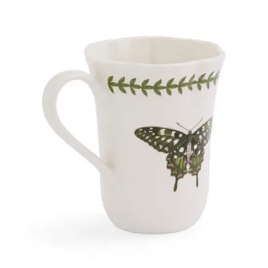 Portmeirion Botanic Garden Lotus Blossom 14oz Mug - Butterfly Porcelain Coffee Cup with Laurel Leaf Border - Dishwasher & Microwave Safe image {2}