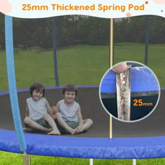 GustoWave Trampoline 10FT with Enclosure & Ladder, ASTM Approved Heavy-Duty Outdoor Recreational Trampoline for Kids Adults, 440LB Capacity image {5}