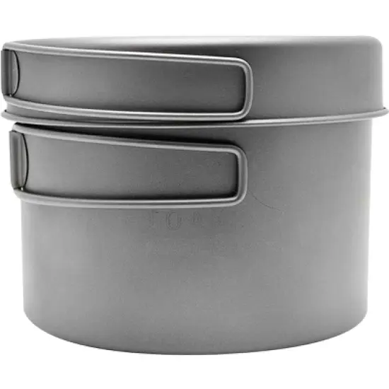 TOAKS Titanium Outdoor Camping Cook Pot with Pan and Foldable Handles image {3}