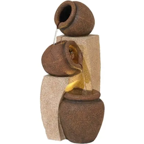 John Timberland Tipping Jugs Rustic Cascading Outdoor Floor Water Fountain with LED Light 30" for Yard Garden Patio Home Deck Porch House Roof image {4}