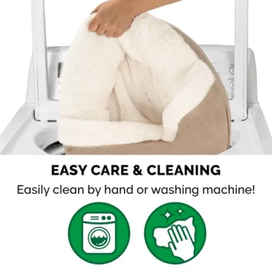 FurHaven Plush & Performance Linen Hooded Donut Pet Bed for Dogs & Cats image {7}