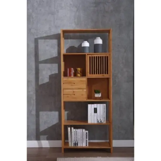 Selma Bamboo Bookcase Right Facing Spindle Cabinet - Boraam image {10}