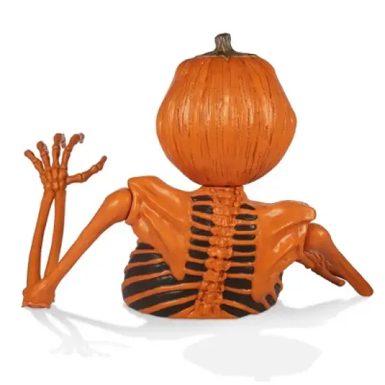 BOO BOX 48" Groundbreaking Pumpkin Skeleton, Orange - Creepy Outdoor Halloween Decorations for Yard image {3}