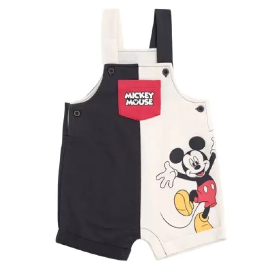 Disney Mickey Mouse Baby French Terry Short Overalls T-Shirt and Hat 3 Piece Outfit Set Newborn to Infant image {2}