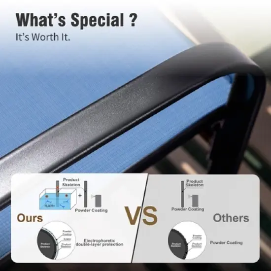 Captiva Designs 7pc Patio Dining Set with Slat-top Rectangle Table & Sling Fixed Dining Chairs image {13}