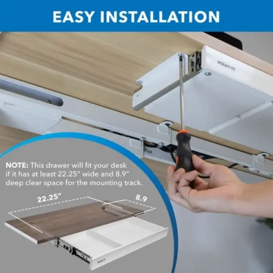 Mount-It! Under Desk Drawer - Shallow, White image {7}