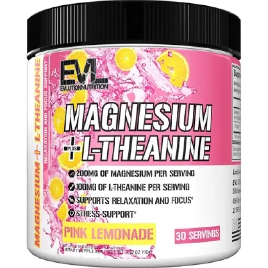 Evlution Nutrition Magnesium + L-Theanine - Relaxation Support - Pink Lemonade - 30 Servings image {4}