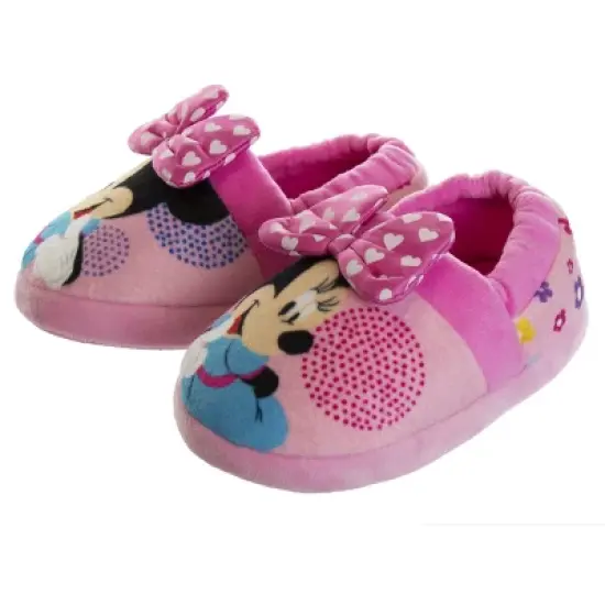 Disney Kids Girl's Minnie Mouse Slippers - Plush Lightweight Warm Comfort Soft Aline House Slippers &ndash; Fuchsia Pink (size 5-12 Toddler-Little Kid) image {1}