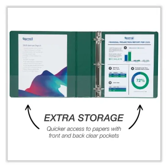 Samsill Durable D-Ring View Binders, 3 Rings, 2" Capacity, 11 x 8.5, Black/Blue/Green/Red, 4/Pack image {3}
