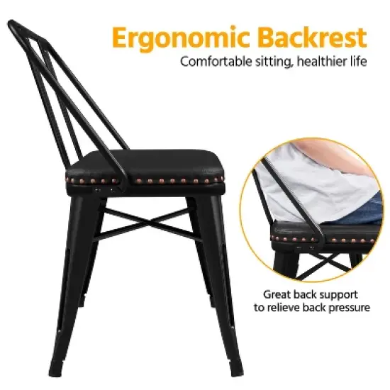 Yaheetech Industrial Metal Dining Bench with Upholstered Seat, Black image {4}