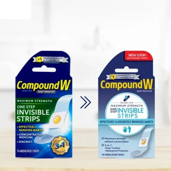 Compound W Maximum Strength One Step Invisible Wart Remover Strips - 14 ct image {1}