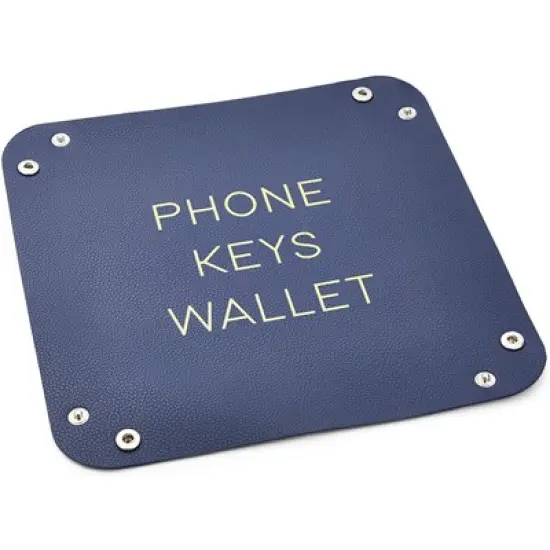 Juvale Leather Catchall Valet Decorative Tray for Phone, Keys, Wallet (Navy Blue, 6.9 x 2.2 in) image {4}