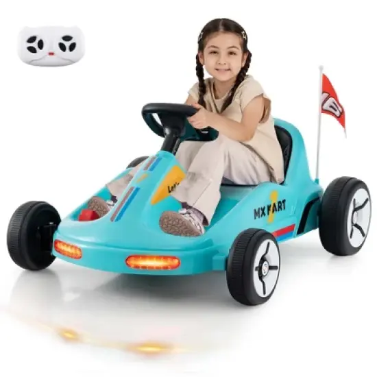 Costway 12V Kids Electric Go Kart 7AH Battery Powered Ride on Race Toy with Remote Control Blue/Red/White image {9}