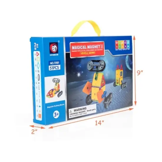 Costway 51 Pcs Magnetic Tiles Building Blocks Set Kids image {2}