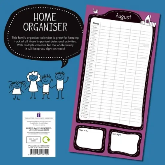 The Gifted Stationery 2024 Square Wall Calendar, Family Home Organiser, 16-Month Home Organizers Theme with 180 Stickers (12 x 12 In) image {3}