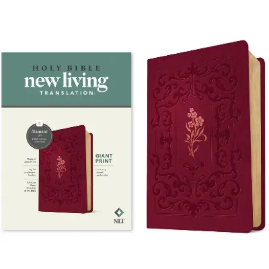 NLT Giant Print Bible, Filament Enabled (Leatherlike, Cranberry Flourish, Red Letter) - Large Print by  New Living Translation (Leather Bound) image {1}