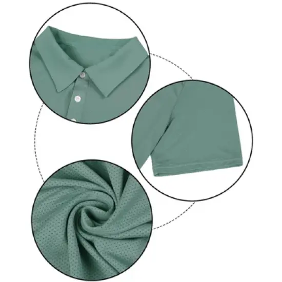 Lars Amadeus Men's Summer Solid Polo Shirts Short Sleeve Golf Performance Polo T Shirts image {5}