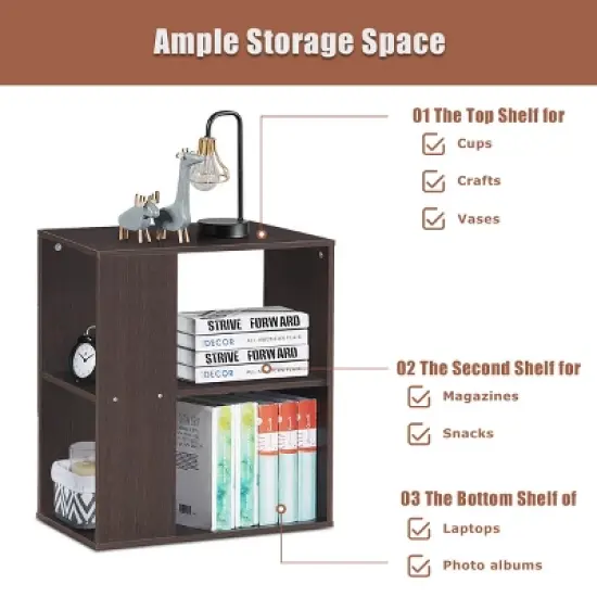 Costway 2-Tier Side End Table Nightstand Bedside Sofa Table w/ Storage Shelves image {7}