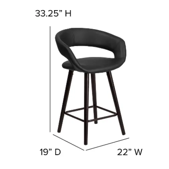 Merrick Lane 24 Inch Wood Ultramodern Bar Counter Stool With Black Upholstered Seat image {9}