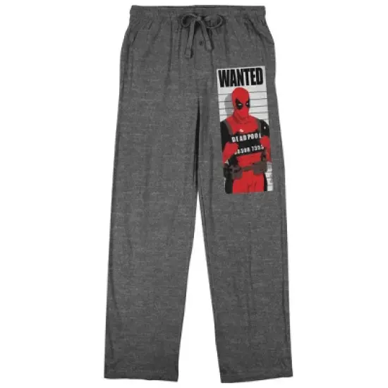 Marvel Comic Book Men's Deadpool Wanted Mugshot Graphite Heather Sleep Pajama Pants image {5}