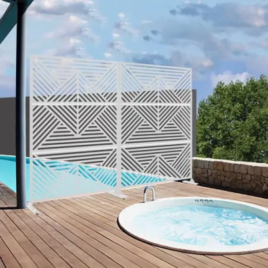 46.8in.W x 71.37in.H White Mountain Shape Galvanized sheet Outdoor Garden Screen Decorative Art Panel image {2}