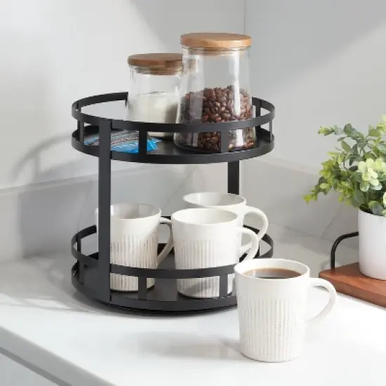 2-Tier Metal Lazy Susan Turntable Black - Brightroom&trade;: Steel Round Serving Tray, Powder-Coated, Countertop/Tabletop image {1}