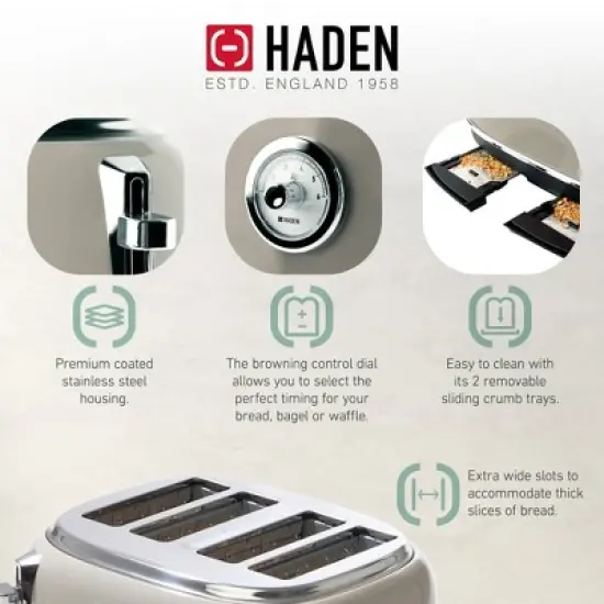 Haden 12 Cup Programmable Drip Coffee Maker Coffee Machine Bundled with Dorset 4 Slice Wide Slot Stainless Steel Toaster, Putty & Chrome image {3}