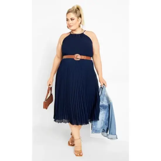 Women's Plus Size  DRESS HALTER PLEAT | CITY CHIC image {2}